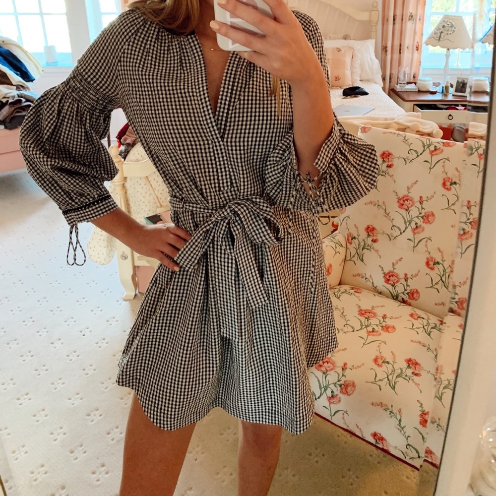 Gingham tie dress